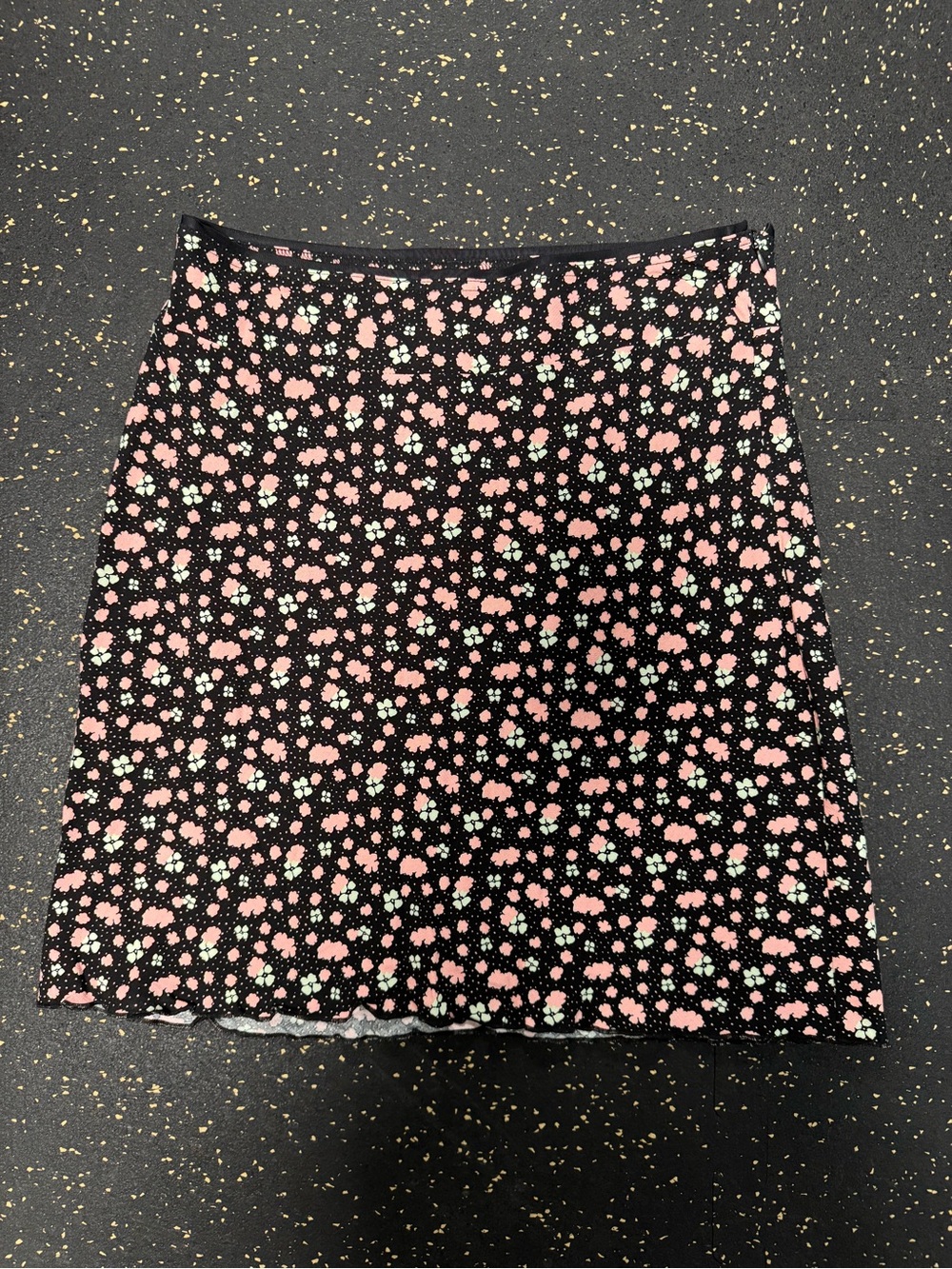 Free People Floral A-Line Mini Skirt - Black with Pink & White Flowers
